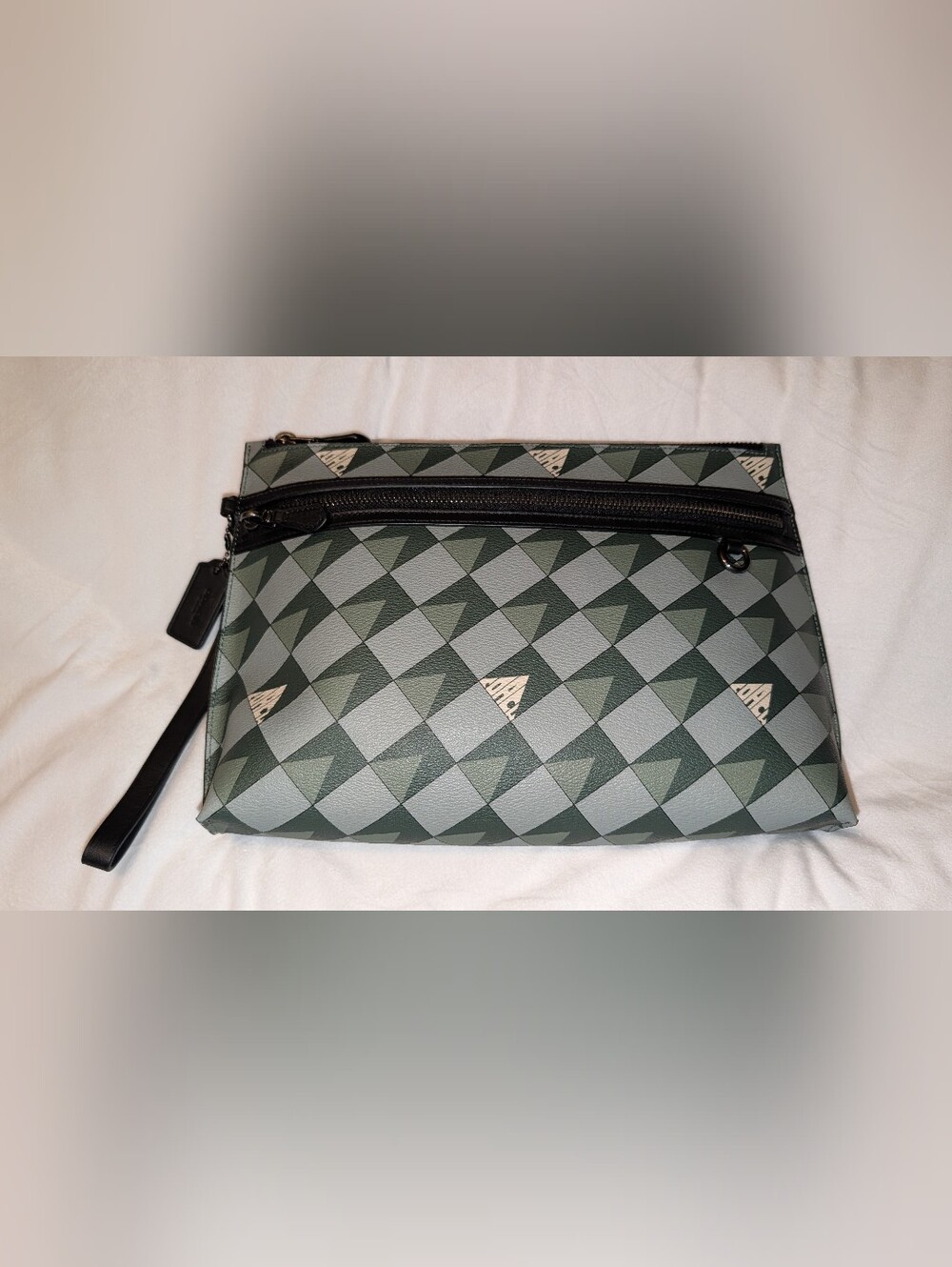 COACH 2747 CARRYALL POUCH WITH CHECK GEO PRINT QB/TEAL NWT